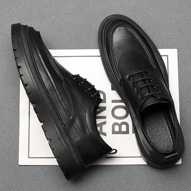 春季潮鞋布洛克男鞋子男士休闲松糕鞋韩版潮流板鞋男厚底英伦皮鞋
