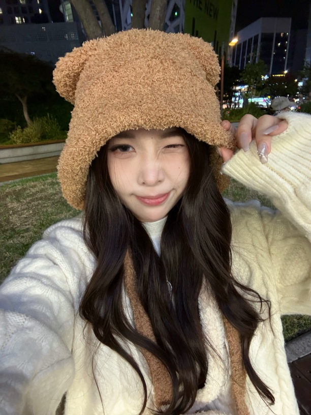 胖丁 红色毛线帽