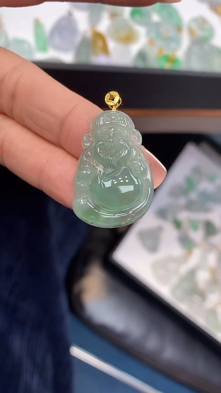 【闪购商品】翡翠颈饰18K金镶嵌财爷爷