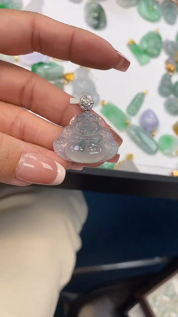 【闪购商品】翡翠颈饰18K金镶嵌佛公