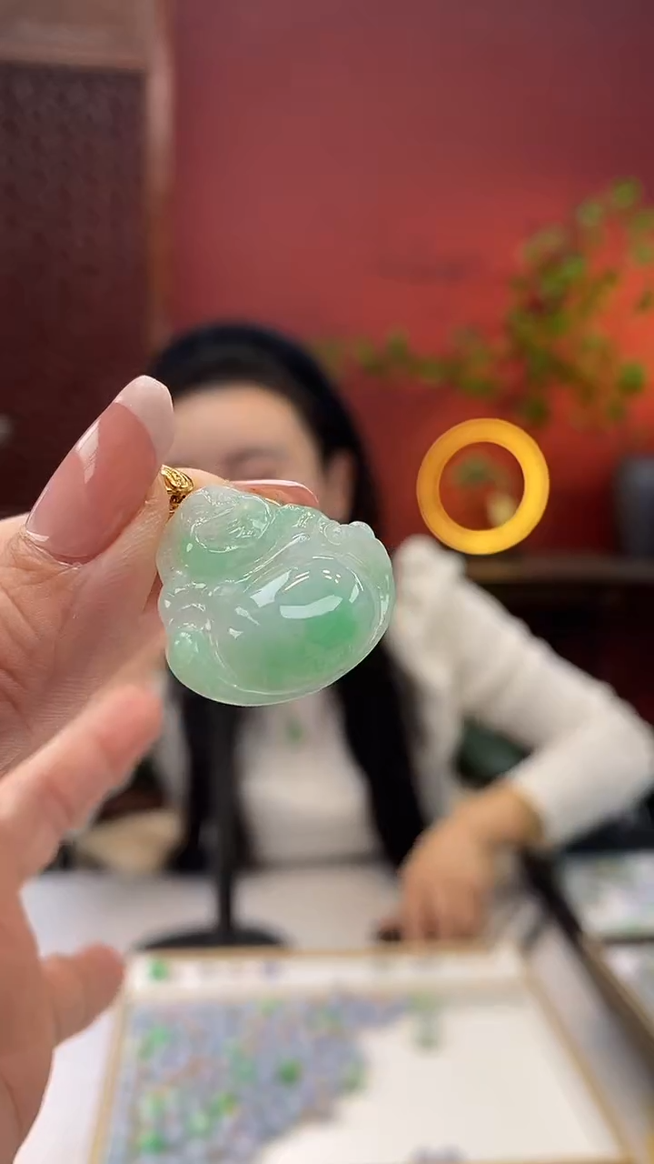 【闪购商品】翡翠颈饰18K金镶嵌佛公