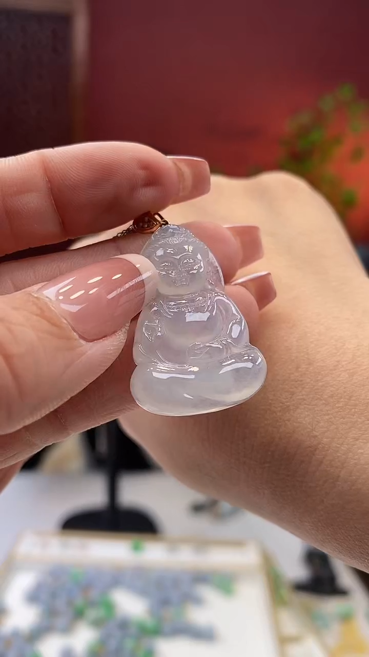 【闪购商品】翡翠颈饰18K金镶嵌宝宝观音