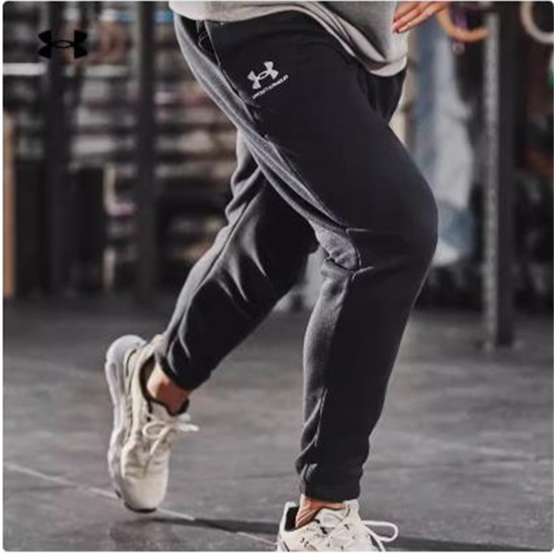 安德玛男裤 1373882-001 春秋男子健身训练运动保暖抓绒束脚长裤