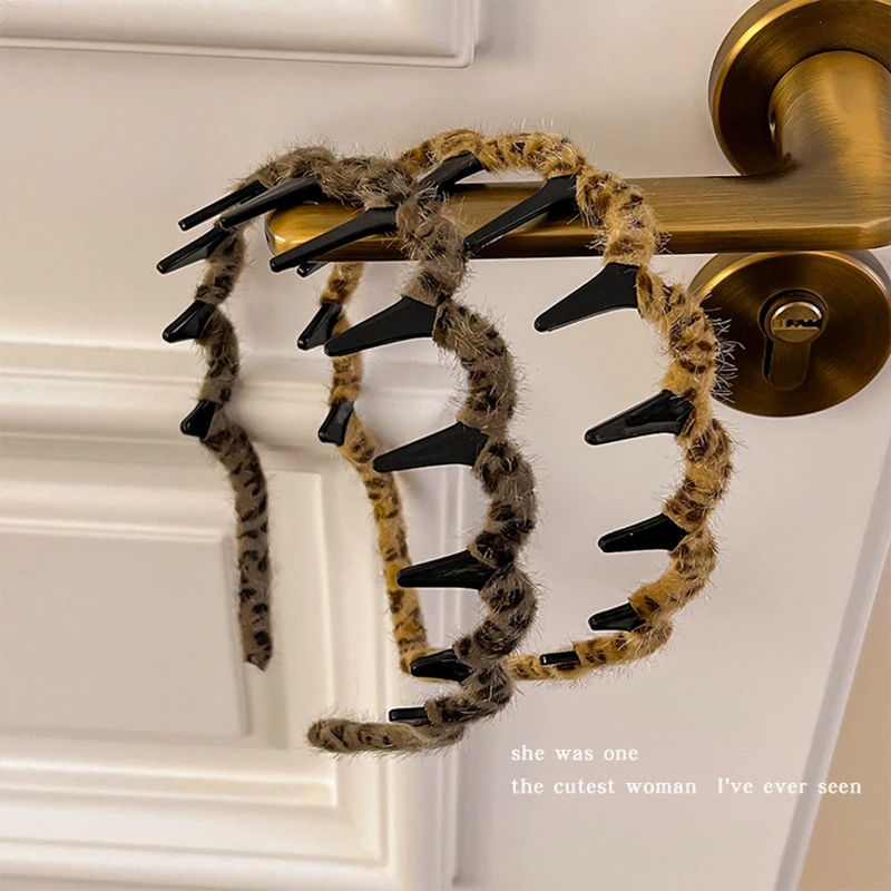 气质毛绒豹纹波浪发箍女蓬松纹理高颅顶洗脸压发头箍高级发饰发卡