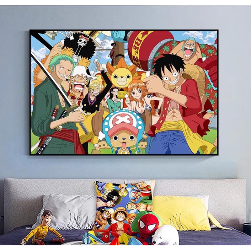 《海贼王全家福》客厅卧室装饰画背景挂画40*60横版