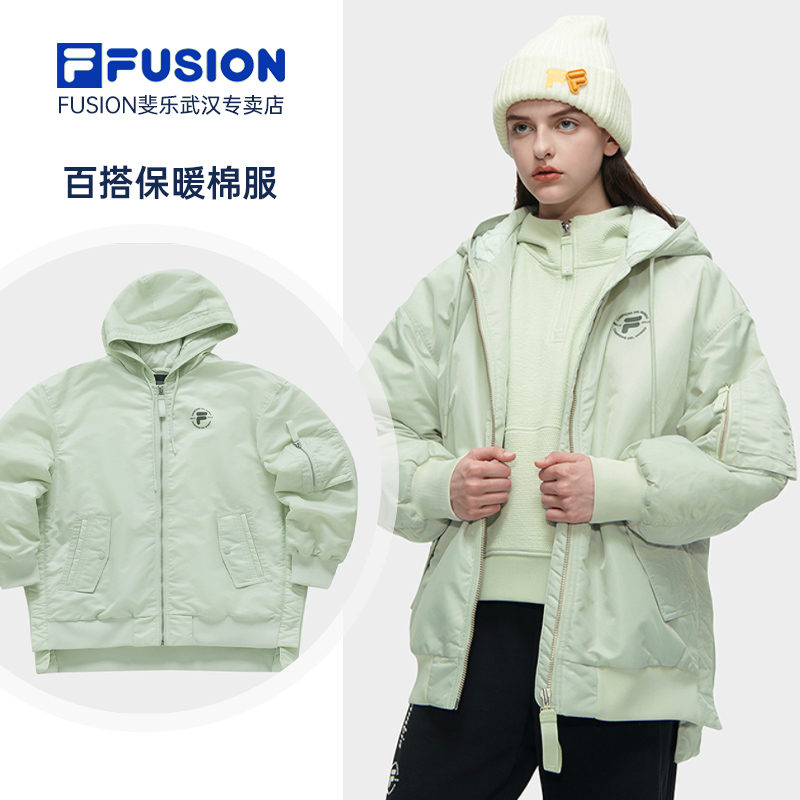 FILA-斐乐冬季新款时尚潮流女士休闲运动宽松连帽棉服T11W345912F