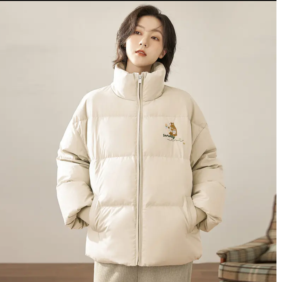 【雅丹风】茵曼冬季新款女羽绒服短款反季保暖长袖休闲纯色立领