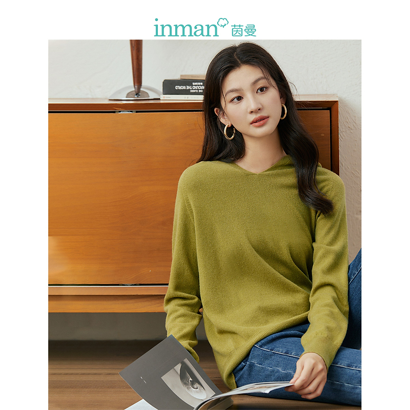 【毛衣内搭】茵曼冬季女羊毛衫外套长袖连帽时尚套头保暖新款