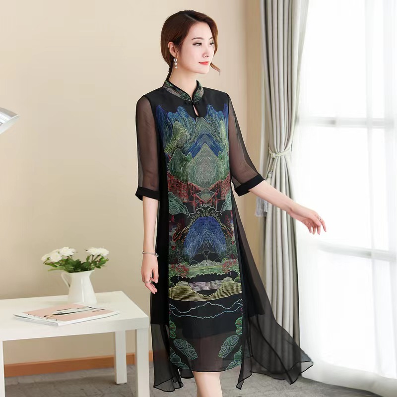 连衣裙显瘦气质复古中国风晚礼服连衣裙显瘦高考毕业季