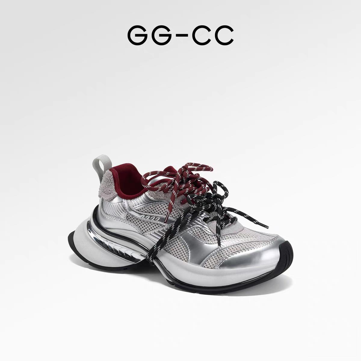 【杨超越同款】GGCC2024秋季新款潮流厚底老爹鞋复古拼色绑带休闲鞋
