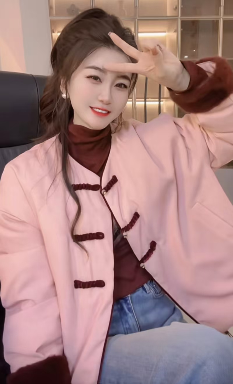 『粉系休闲F』新款简约设计款百搭时尚款休闲羽绒服6885