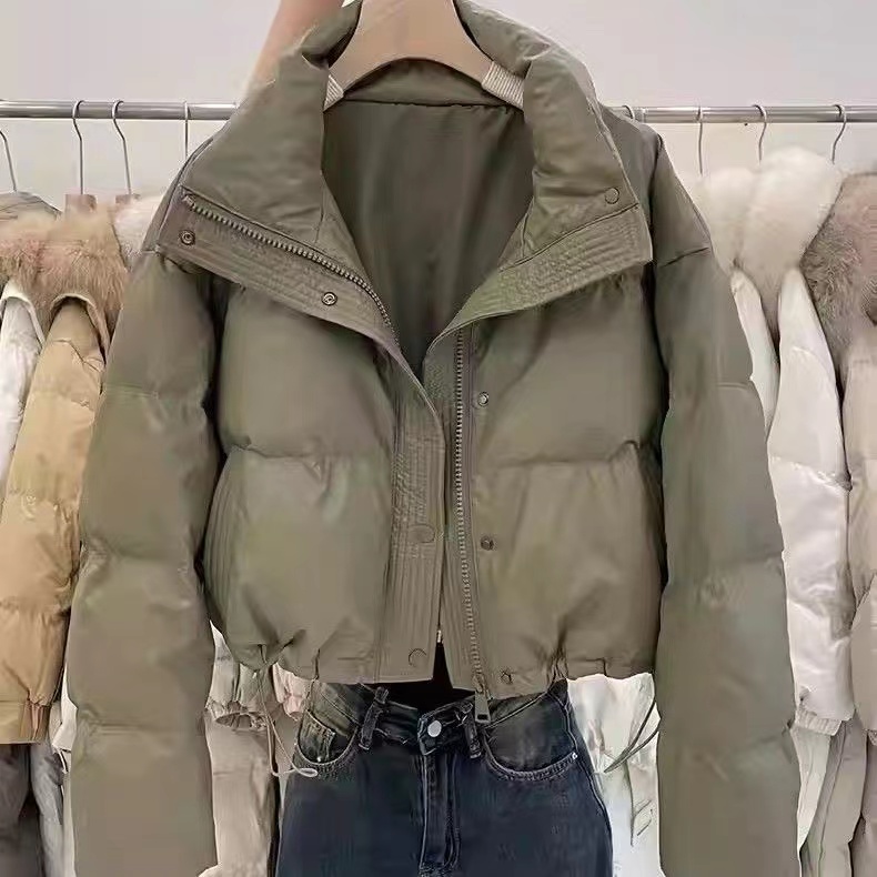 美拉德加厚皮衣时尚韩版短款立领休闲保暖网红羽绒服外套羽绒服服