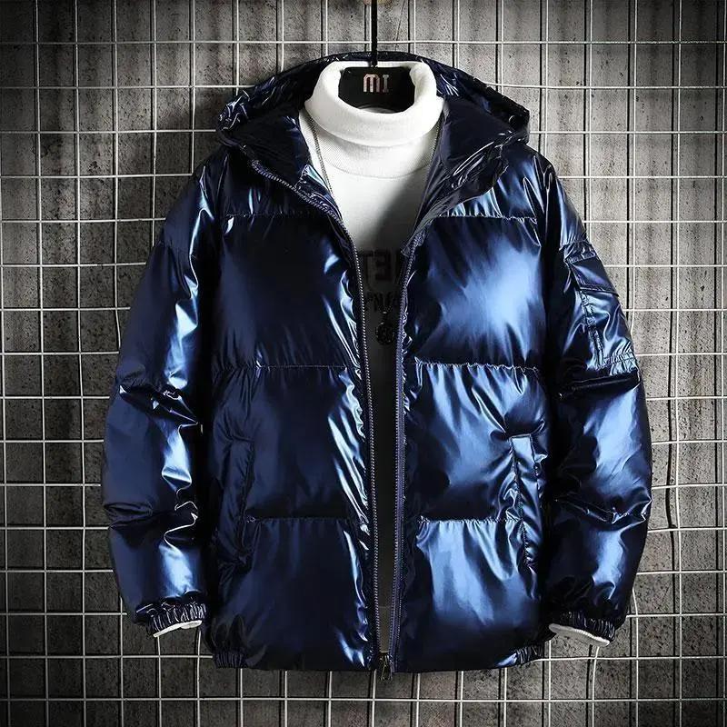 羽绒服男士亮面保暖冬季轻薄大码面包服外套潮牌羽绒服潮流服