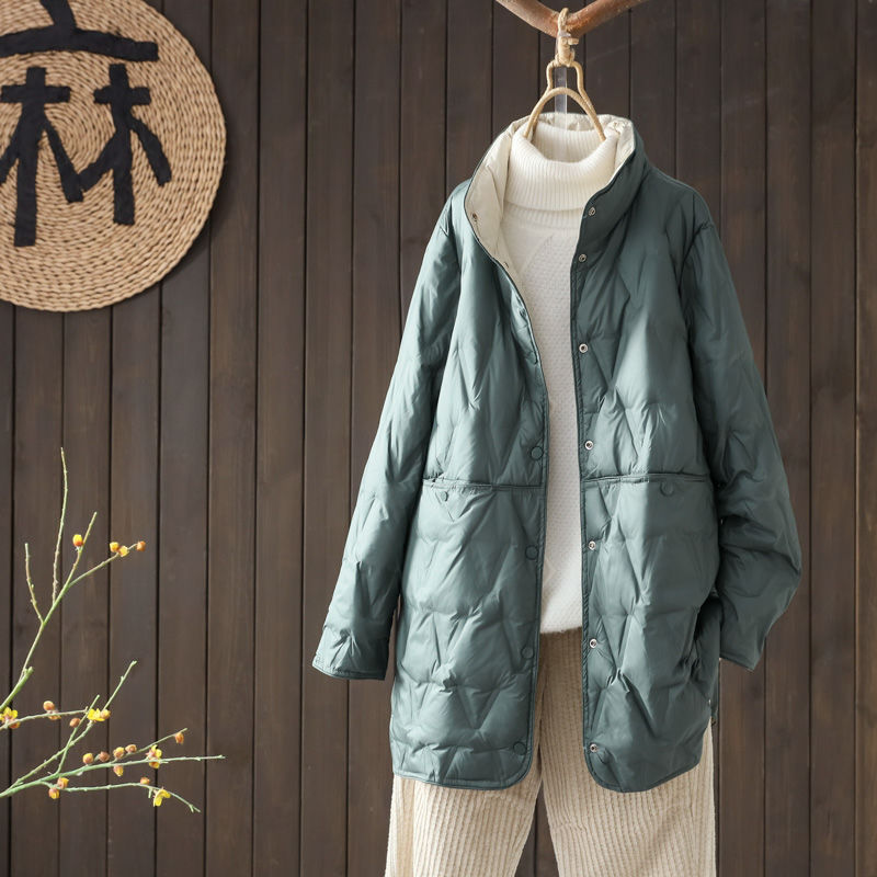 韩版加厚显瘦外套羽绒服女中长款轻薄秋冬2023新款小个子宽松百服