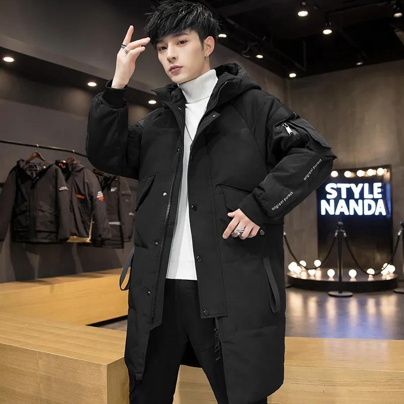 冬季羽绒服新款2023新款过膝派克服加厚中长款男士羽绒服冬季白服
