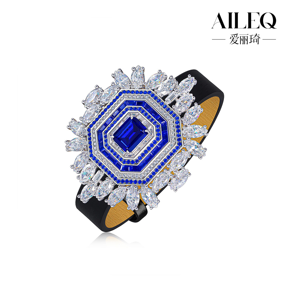 AILEQ 925银合成锆石手链 皇家蓝帕拉色轻奢气质精致时尚欧美腕带