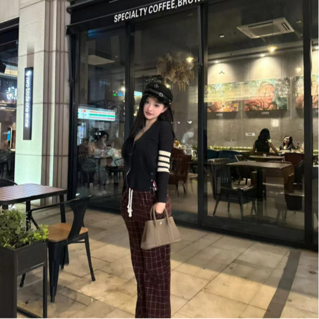 琴琴定制【美拉德格子裤】2024新款早秋格子裤