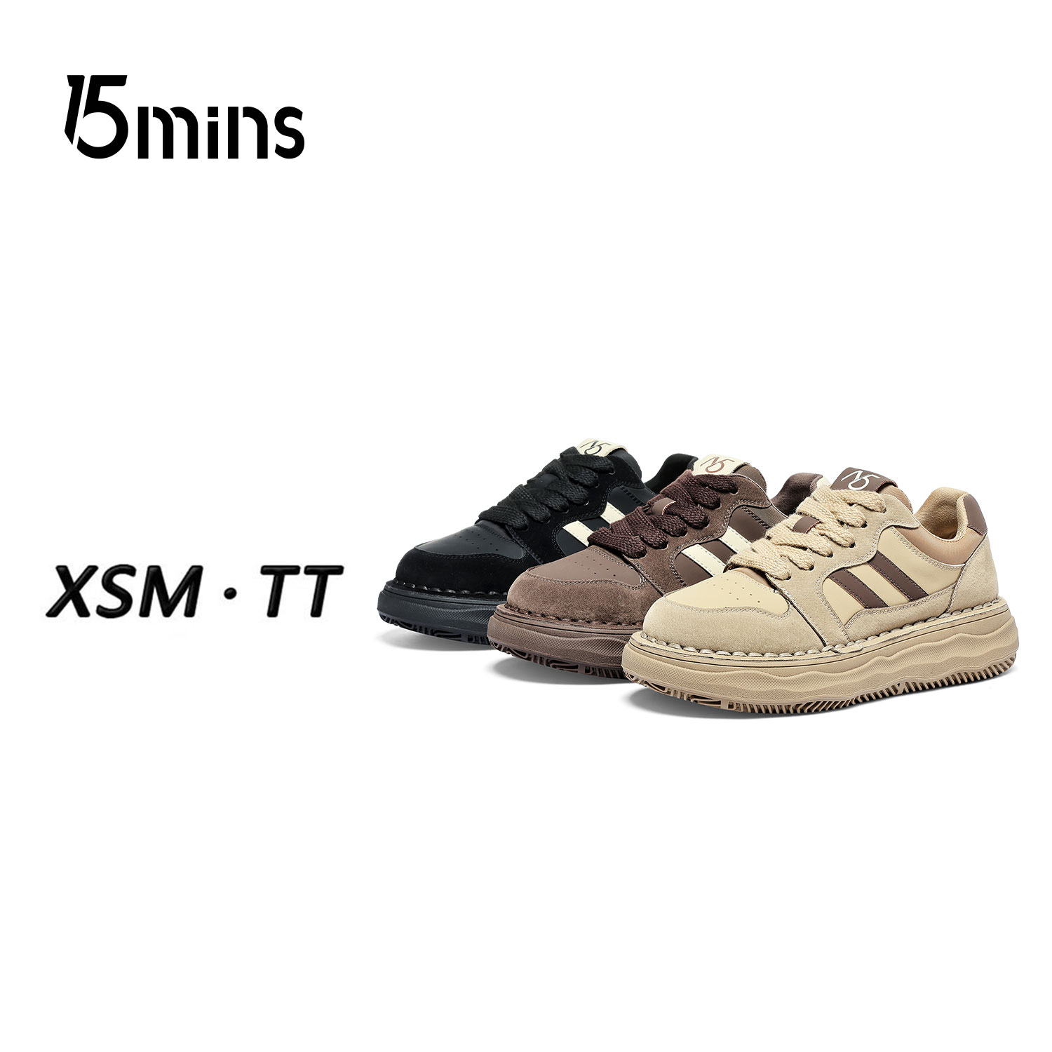 15MINS女鞋百搭时尚厚底系带简约休闲鞋A1622CA3-AA