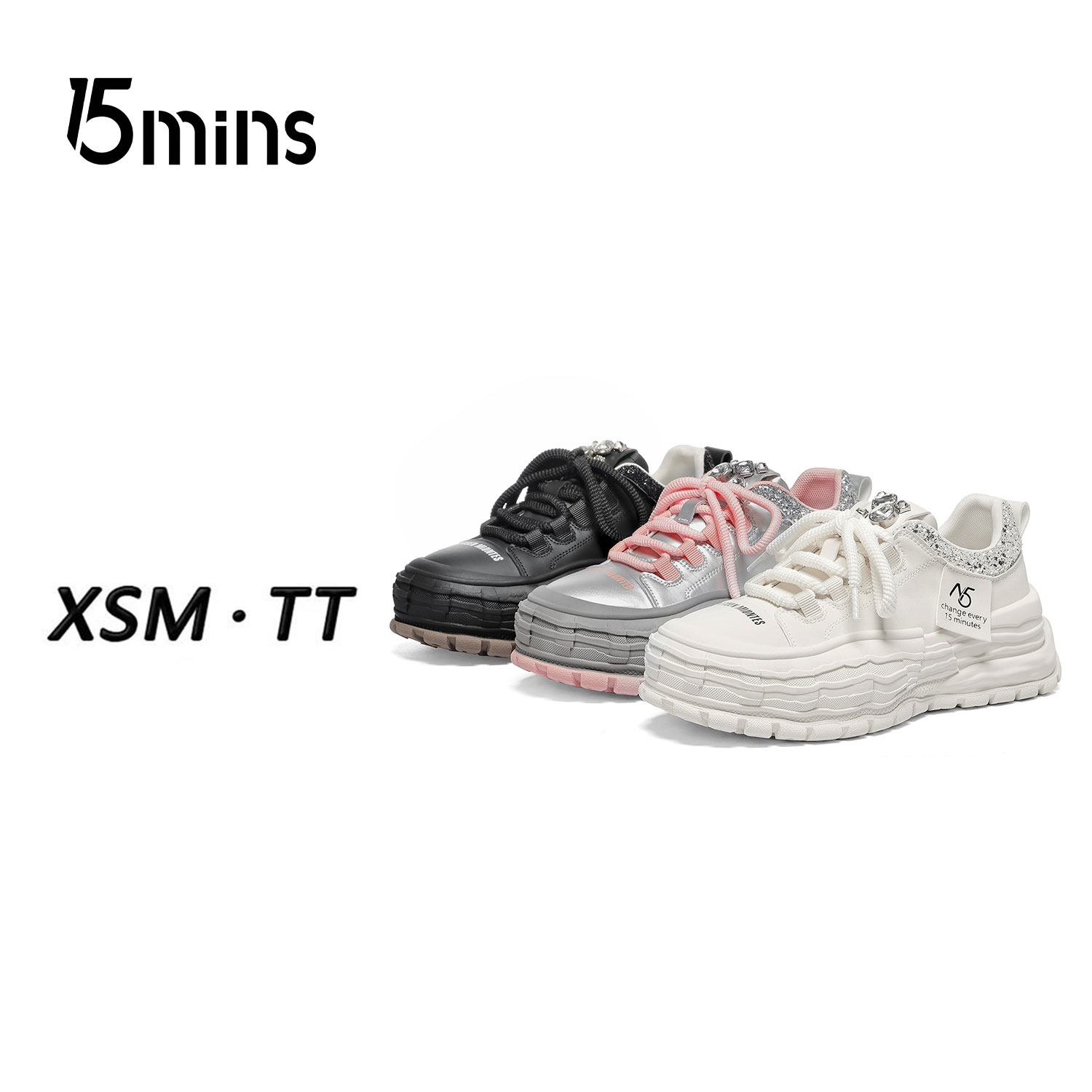 15MINS休闲鞋2024新款时尚亮片潮流板鞋A1624CA3-AA