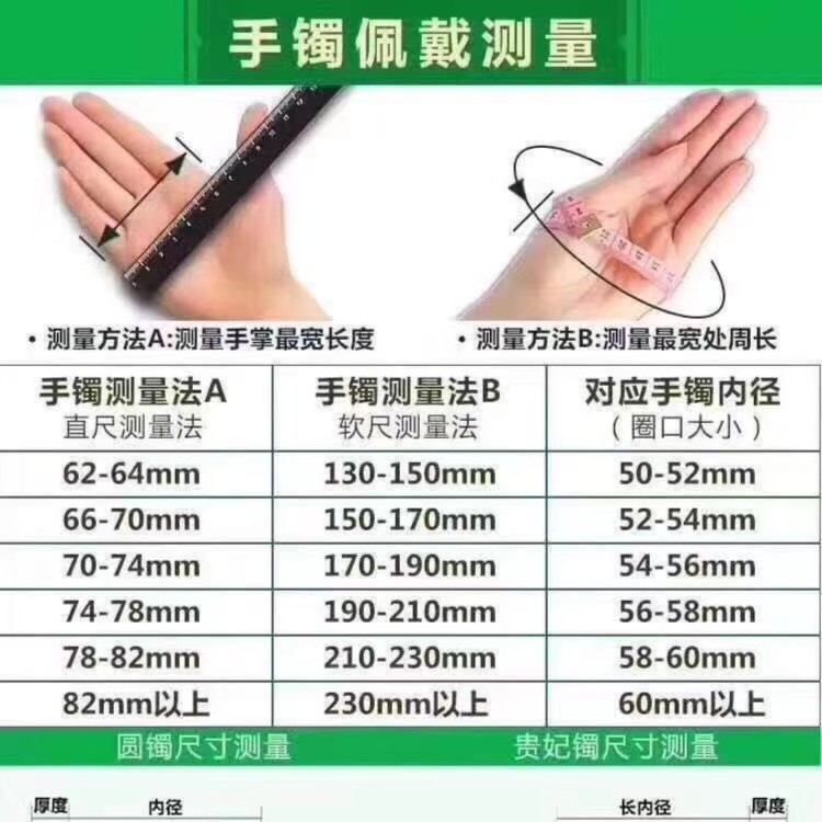 翡翠手镯圈口测量专用链接请勿拍