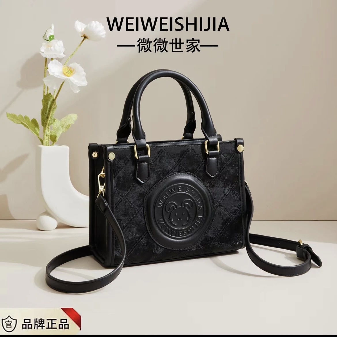 高级感丝绒蜡感复古手提包新款时尚百搭斜挎包6489