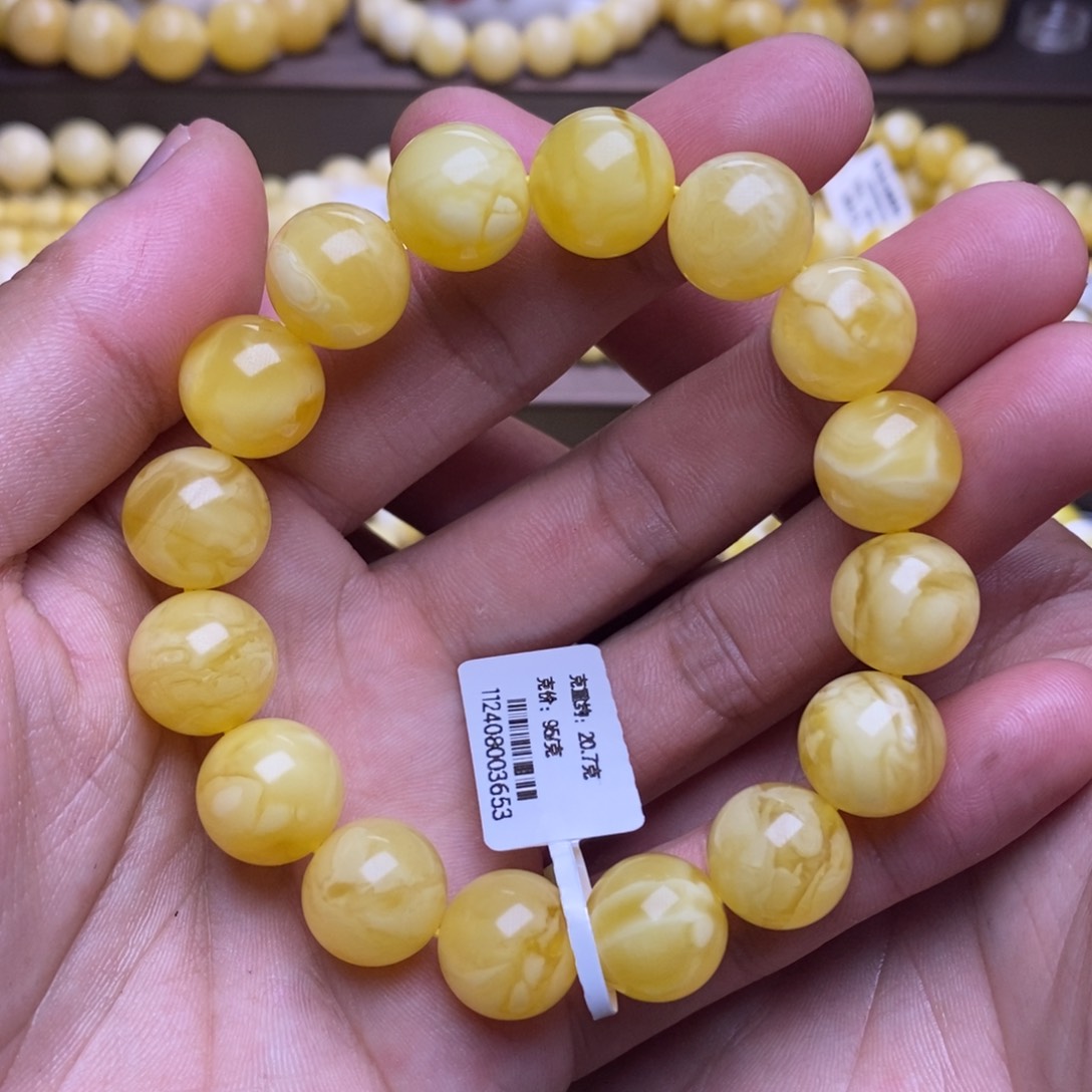 【闪购商品】蜜蜡裸石未镶嵌13+圆珠手串