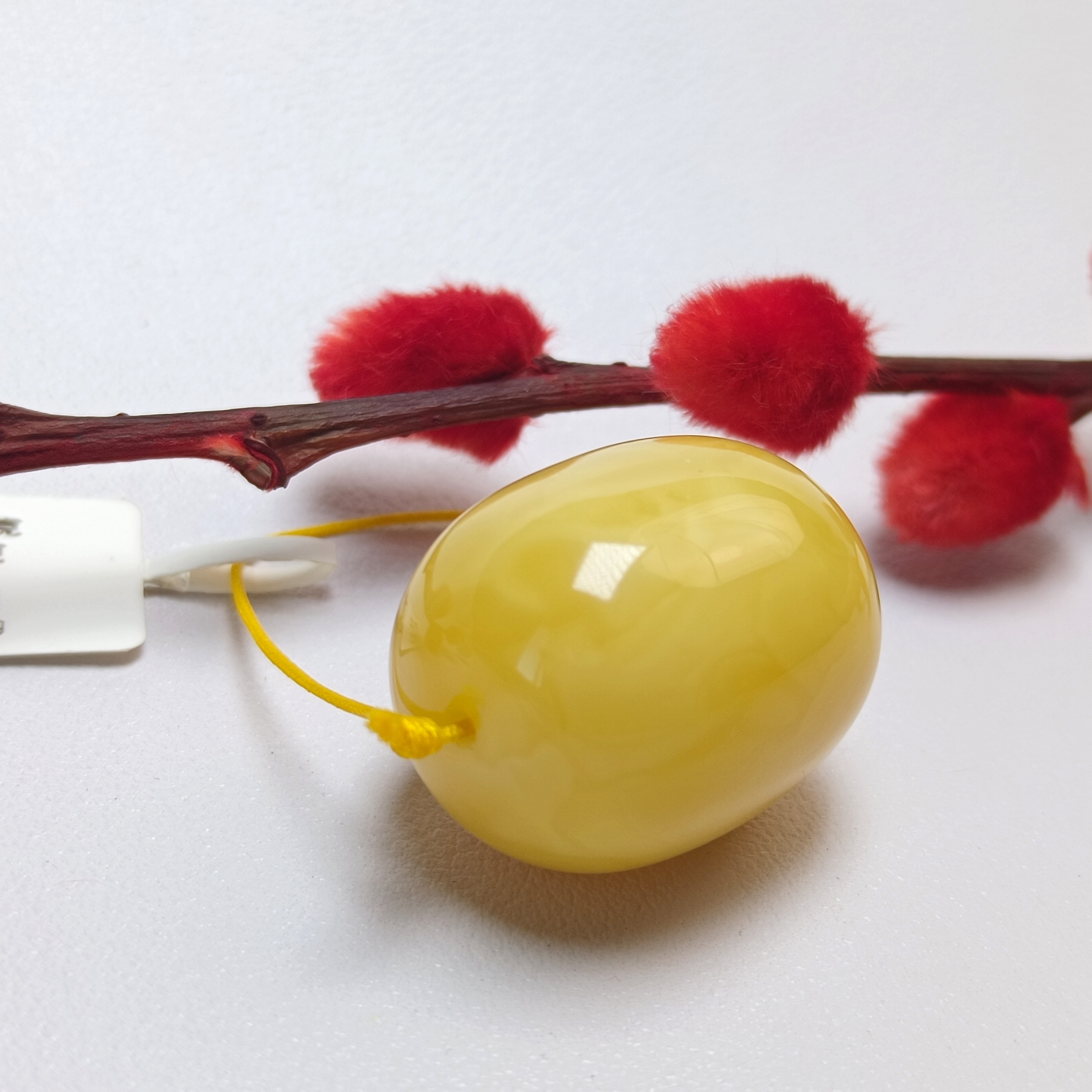 俄料蜜蜡浓浓奶黄润料枣珠单珠（22.5*28.5）～5009