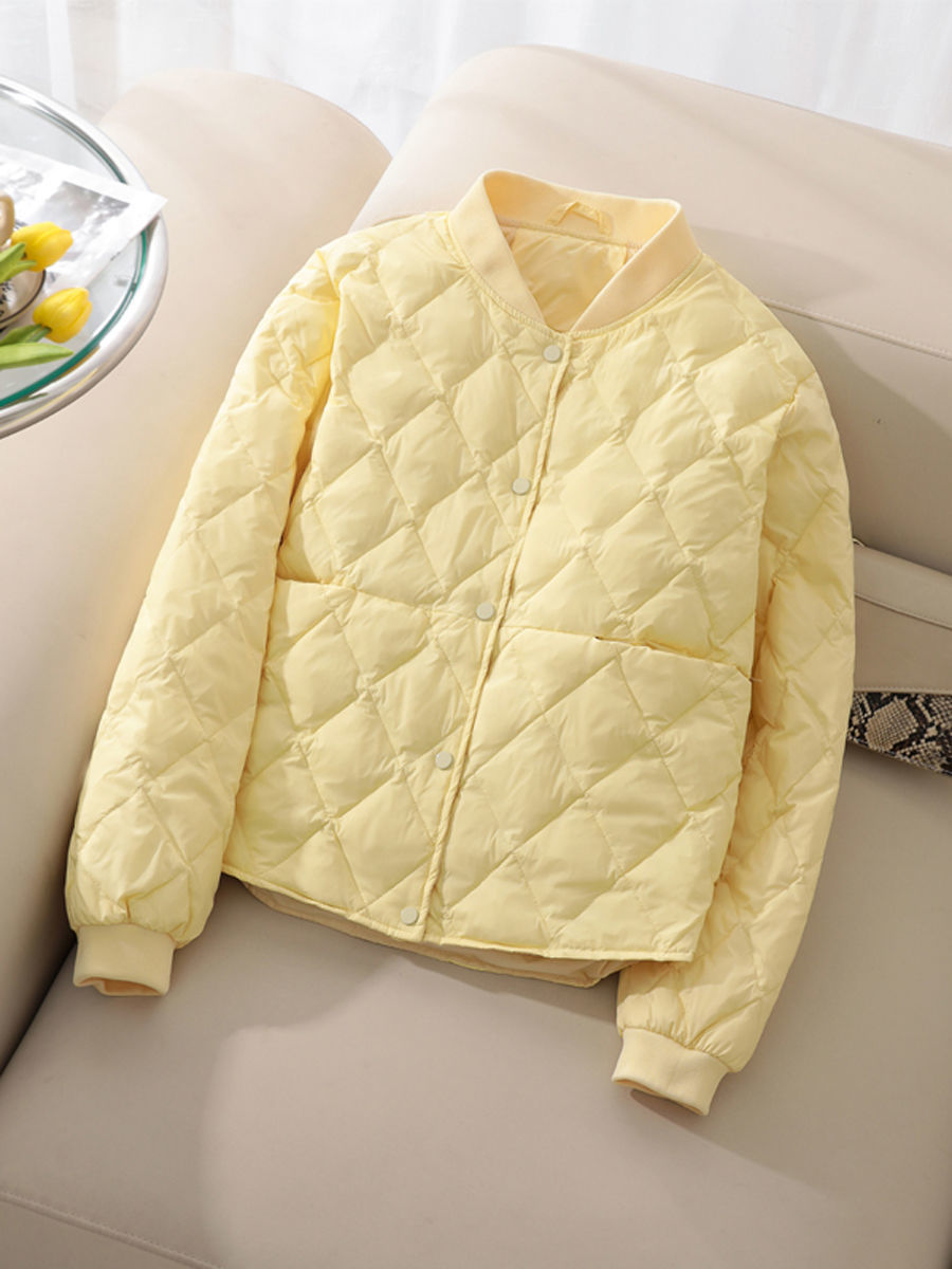 小个子轻薄羽绒服女短款薄款轻便菱格宽松立领棒球服显瘦秋冬