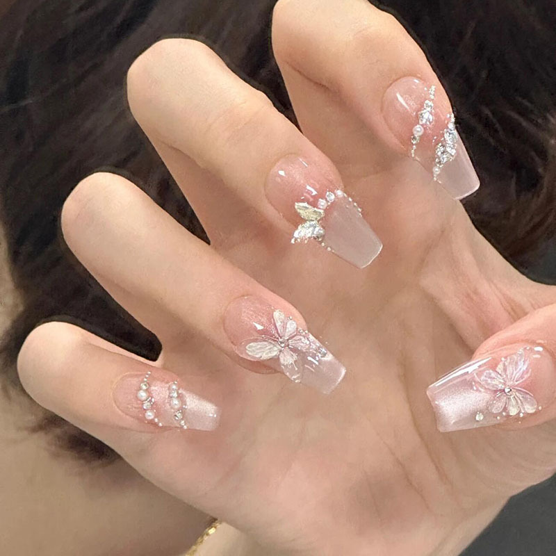 爆款镜月蝶腮红猫眼精品美甲手工穿戴甲高级感尤莱特