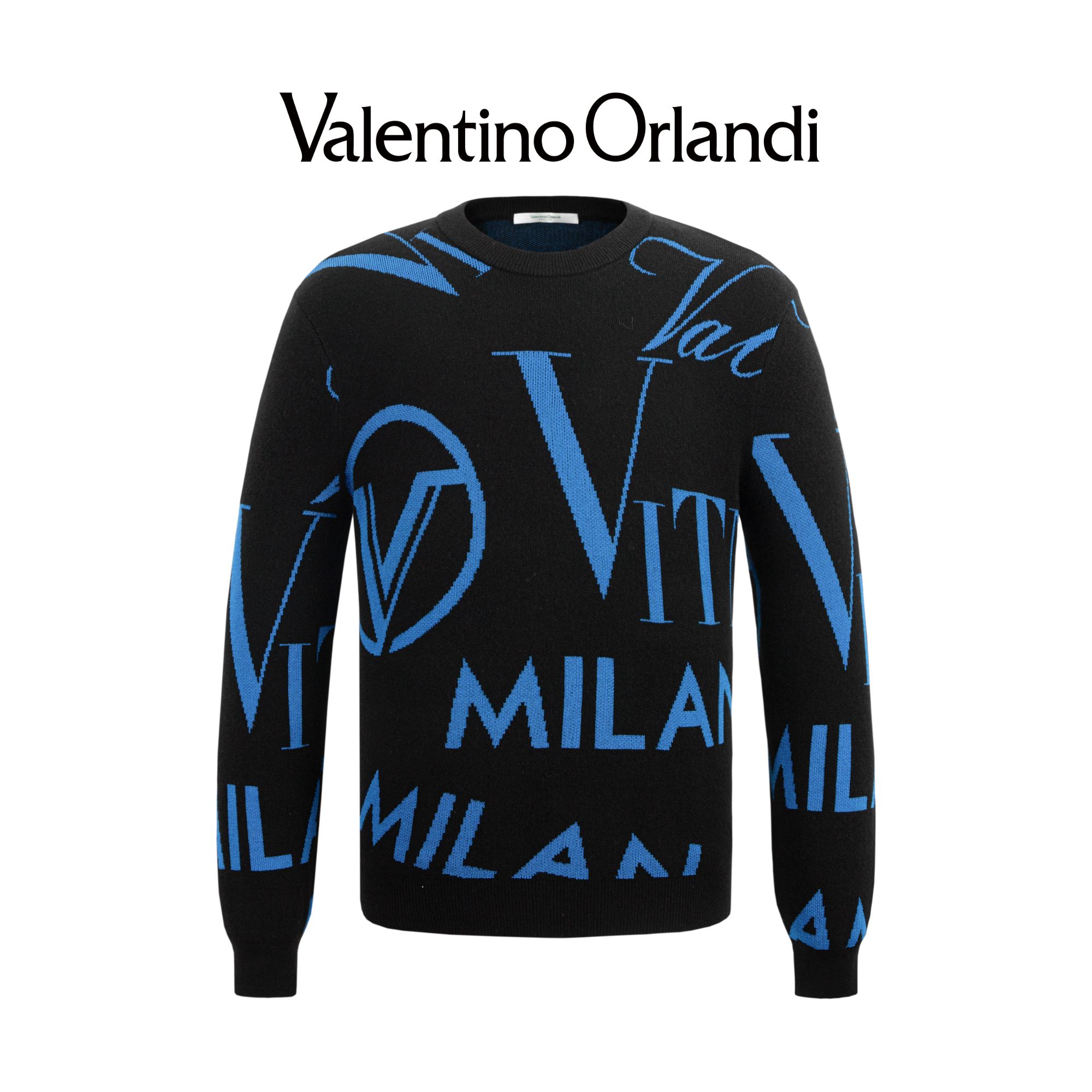 Valentino orlandi秋季男士长袖A版LOGO时尚百搭休闲秋冬针织衫