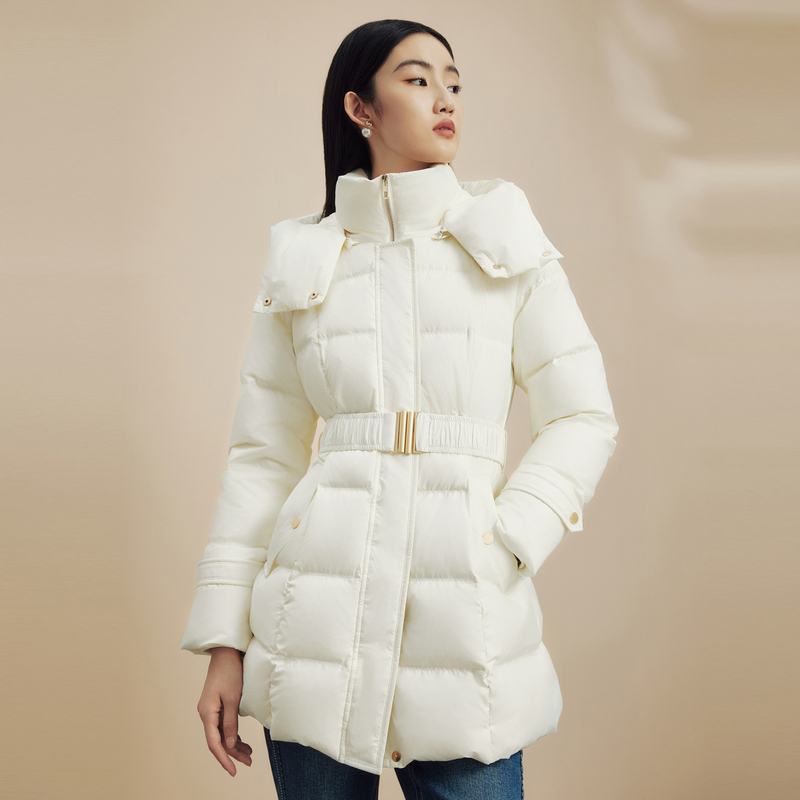 LIME/莱茵保暖收腰羽绒服中长大衣LMFD8BOMCK01