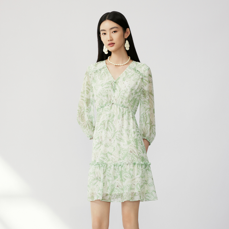 LIME/莱茵【冬姐精选】夏季气质印花千金风优雅连衣裙LDFB6AWOPK07