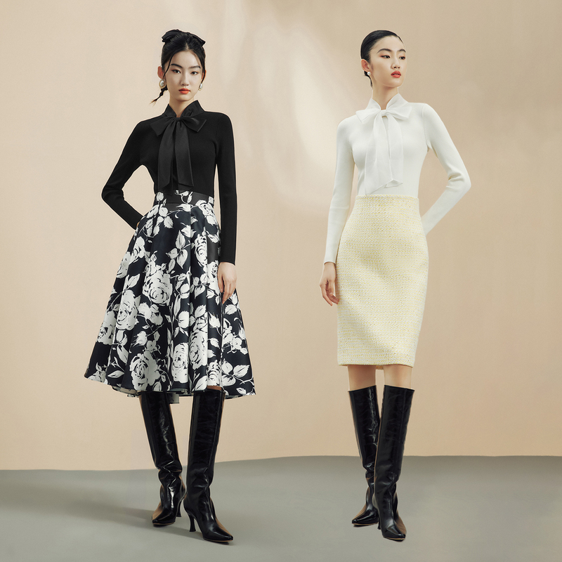 LIME/莱茵【清波老师专享】蝴蝶结气质针织套头衫双色LDFD8BKPR001