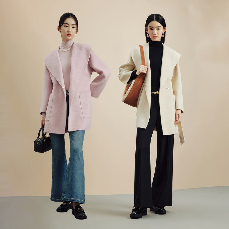 【粉丝专属】【浪漫狂想曲】冬季翻领双面呢中长大衣双色LMFD9AHMC701