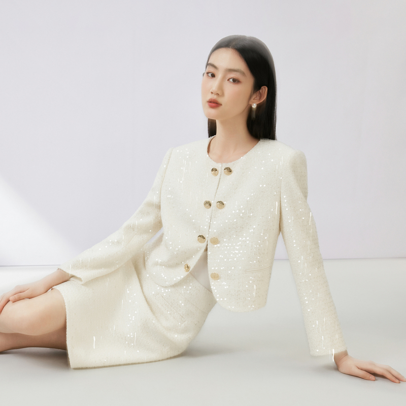 LIME/莱茵LIME/莱茵香风亮片气质半裙本白色LDFC7AWSK303