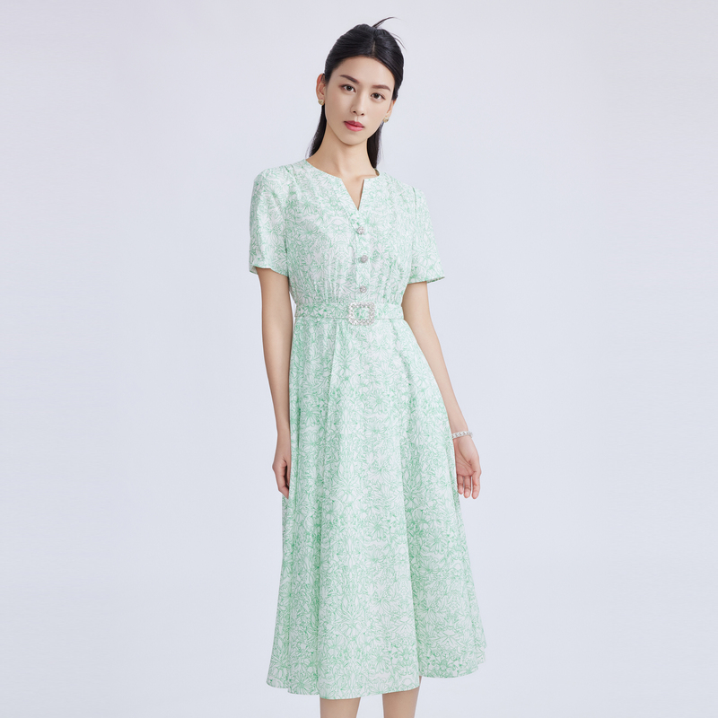 【粉丝专属】【旖旎夏日】夏季商场同款印花连衣裙本白色LMFB4BWOP909