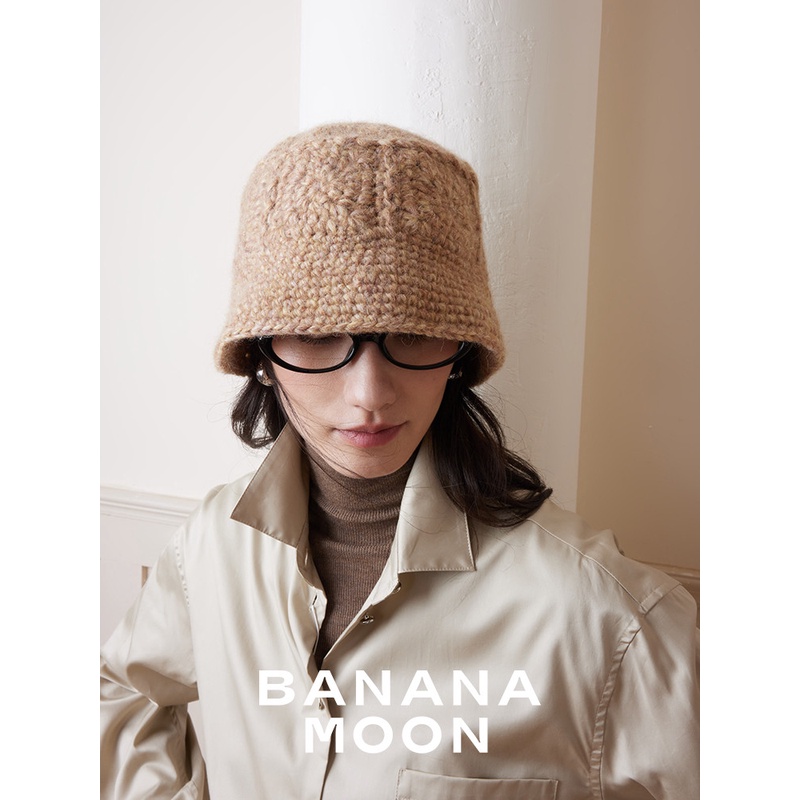 90S法式手钩几何拼接_ROW式极简喷毛羊驼羊毛混纺空心纱渔夫帽