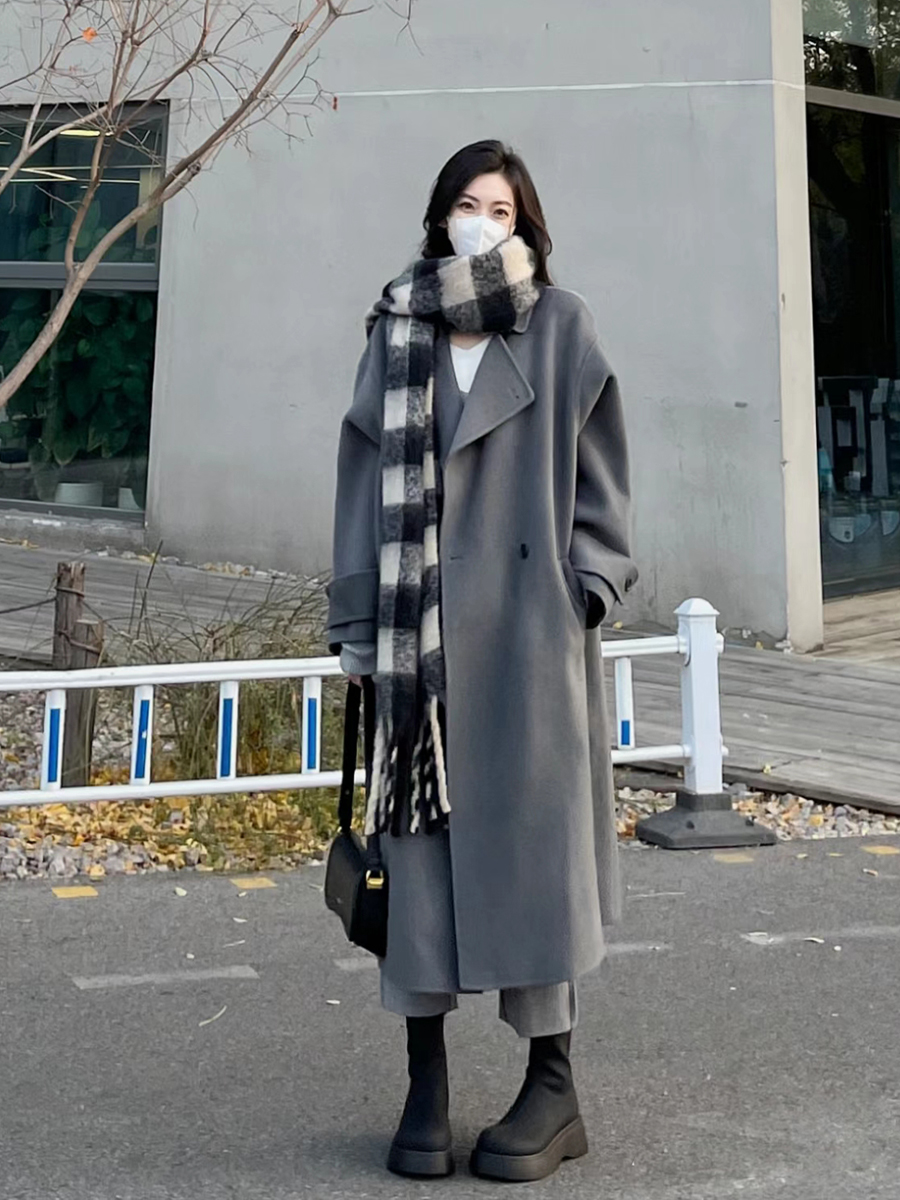 双面呢大衣过膝女秋冬高级感2023新款中长款秋冬季毛呢外套