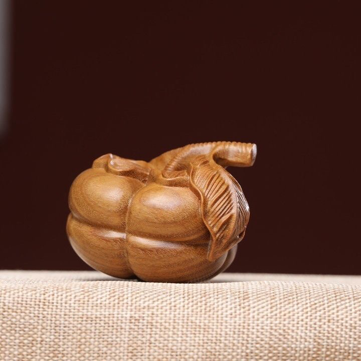 天然绿檀木柿柿如意木雕柿子手把件摆件文玩复古家居装饰品小摆件