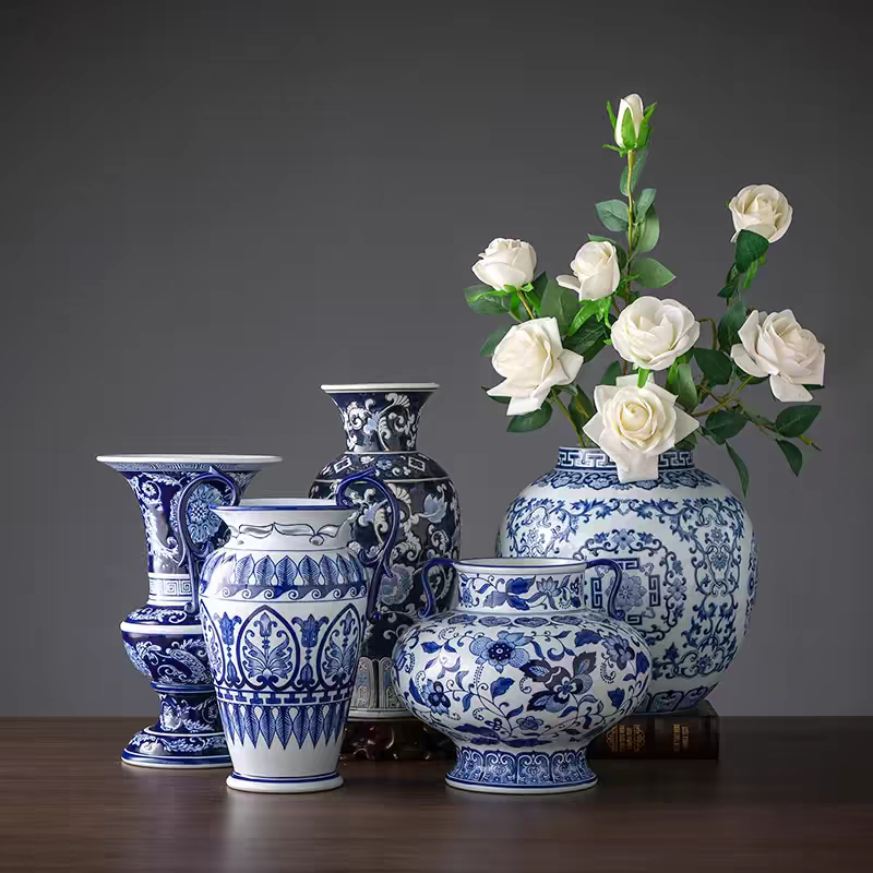 青花瓷陶瓷花瓶新中式陶瓷花瓶家居陶瓷花瓶摆件客厅陶瓷花瓶摆件