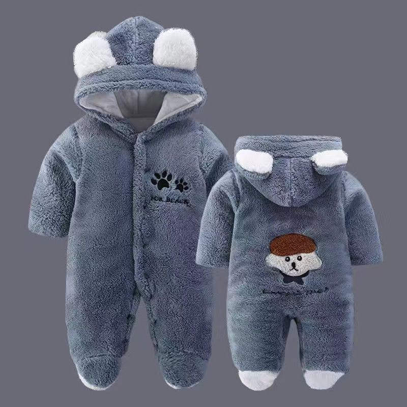婴儿冬装连体衣加厚绒新生儿保暖衣服包脚男女刚出生宝宝棉衣哈衣