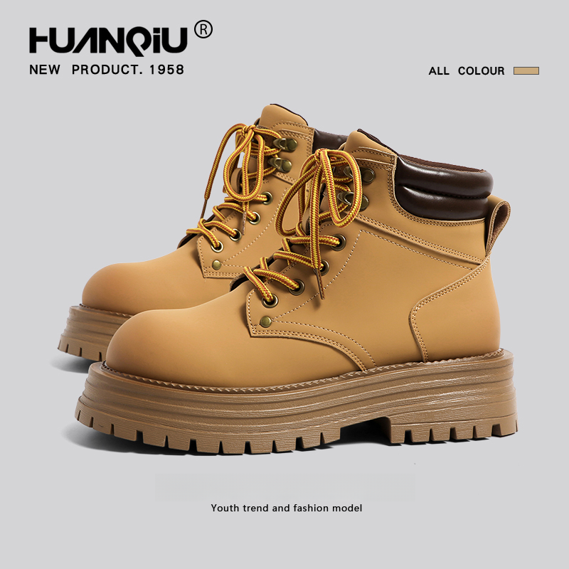 环球马丁靴女2025年秋季新款短靴英伦风户外休闲厚底登山鞋大黄靴