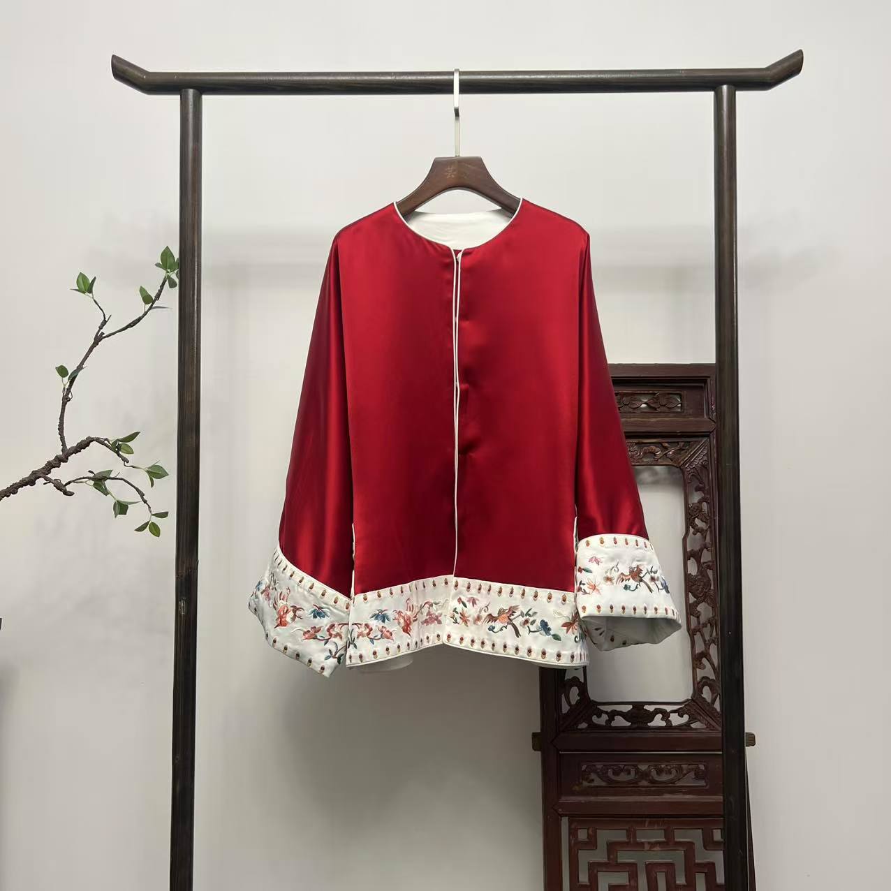 【盛世如意】新中式国风红色衬衫外套女秋季新款宽松上衣W50145