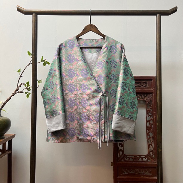 【炫彩宋锦】幂幂同款宋锦上衣明星同款桑蚕丝中式X70089