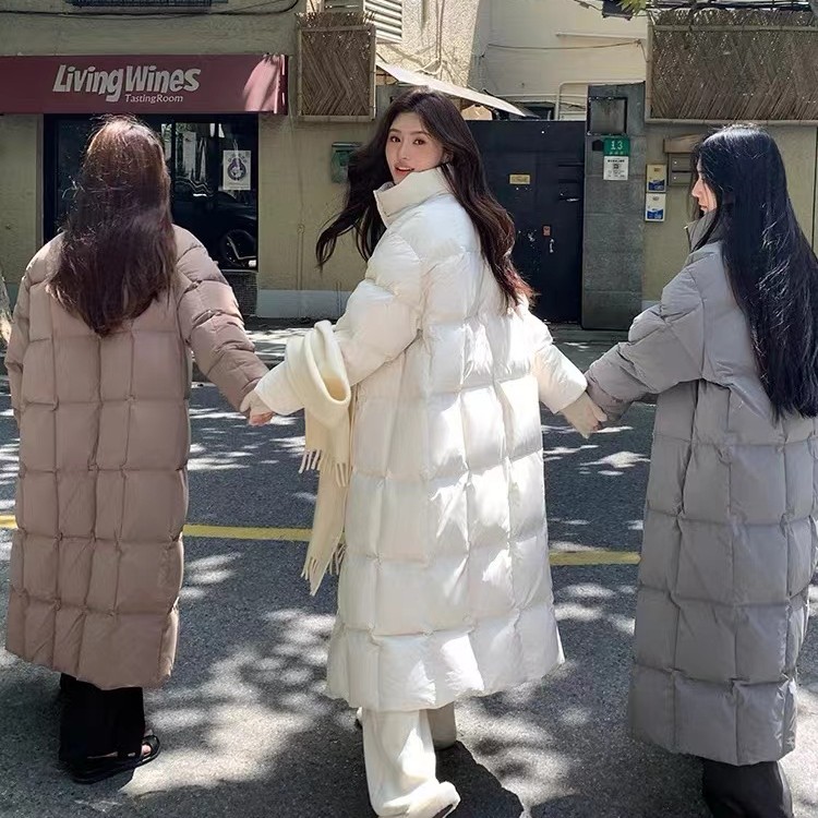 【焦糖拿铁】超好看立领加厚长款羽绒服外套2023新款90白鸭绒