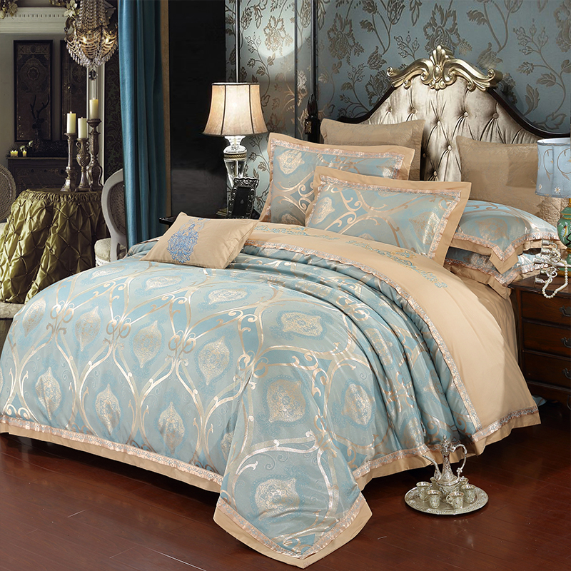 【预售】轻奢全棉欧式提花高档刺绣工艺定制双边四件套-摩卡-金兰