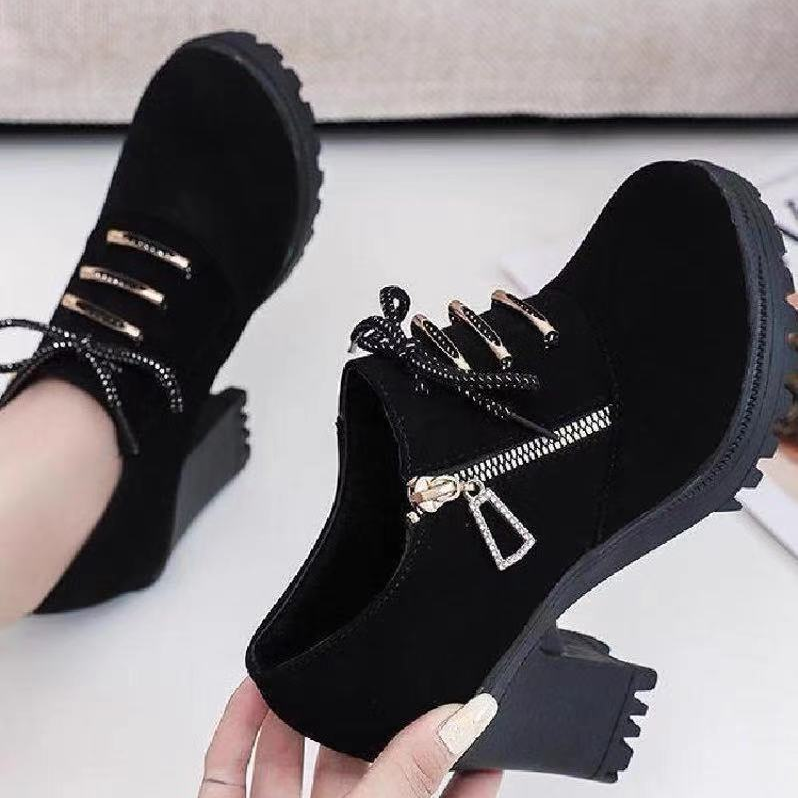 断码特价短靴女高跟鞋时尚圆头粗跟时尚百搭马丁靴女鞋