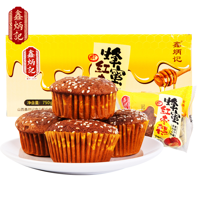 zb鑫炳记蜂蜜红枣糕早餐传统糕点休闲零食蛋糕750g×2箱