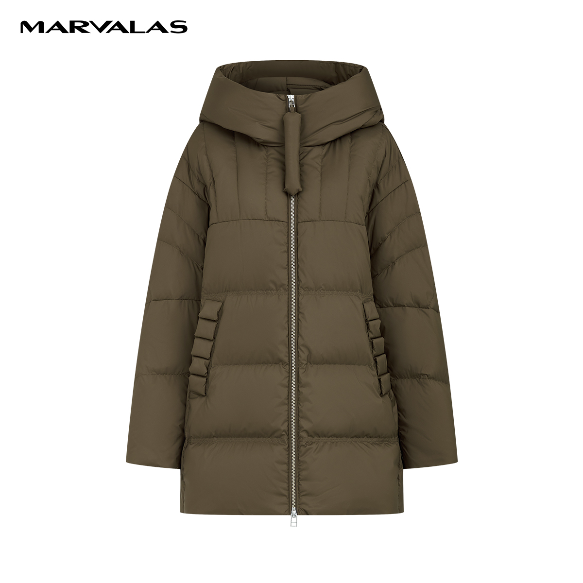 【商场同款】曼德诗连帽羽绒服冬中长款面包服外套M427307024