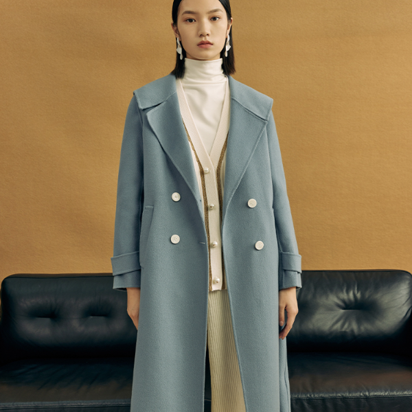 大衣设计感时尚气质中长款毛呢外M430066